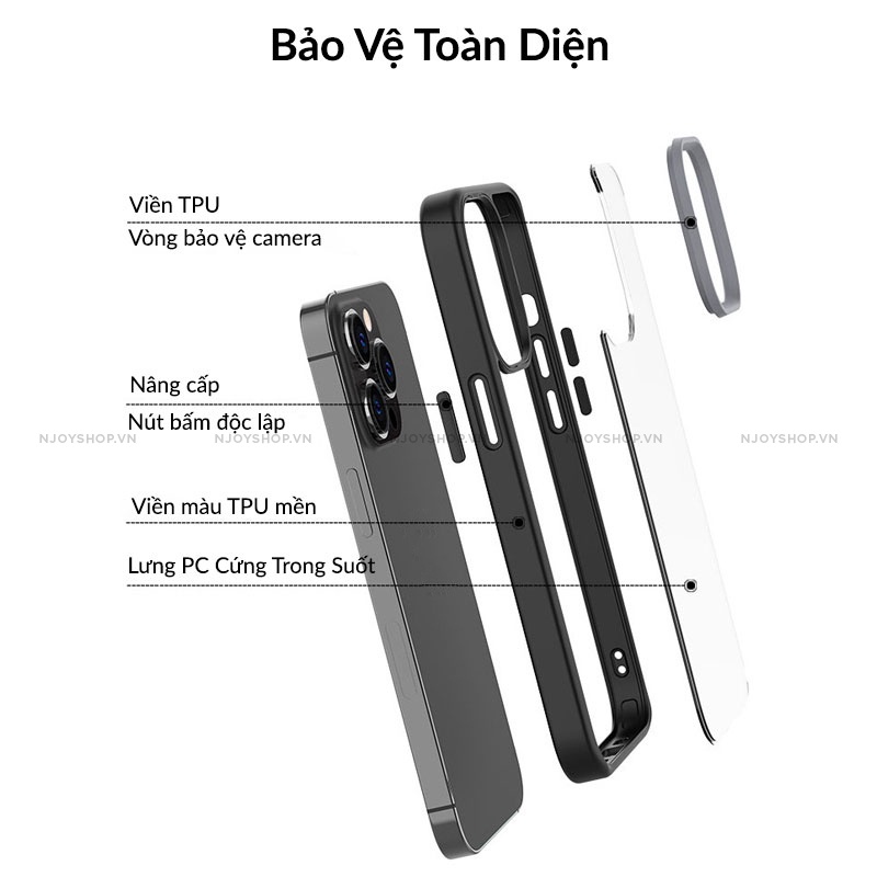 Ốp Lưng Trong Suốt Viền Màu Likgus Clear Shield Series Phím Bấm Nổi Chống Ố Vàng Ip 13 Pro Max Njoyshop