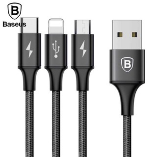 Cáp sạc baseus 3 đầu kết nối type c, android và lightning ( usb type a to usb type c/ micro usb/ lightning fast charging
