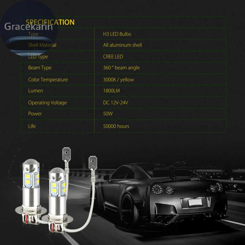Bộ 2 đèn led H3 100W LED công suất cao 3000K màu vàng tiện lợi lái xe DRL