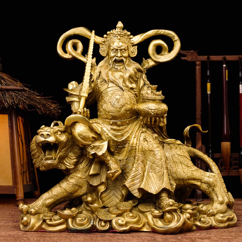 Tượng thần Tài Triệu Công Minh bằng đồng thau cỡ trung phong thủy Hồng Thắng