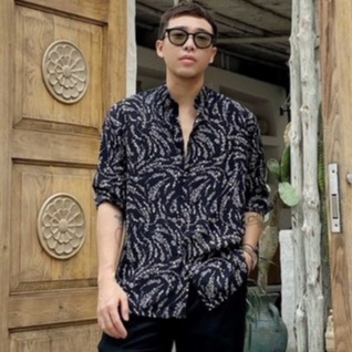 Áo sơ mi dài tay cổ tàu có hoạ tiết tương phản UNCLÉ BW Franc Pierre Shirt