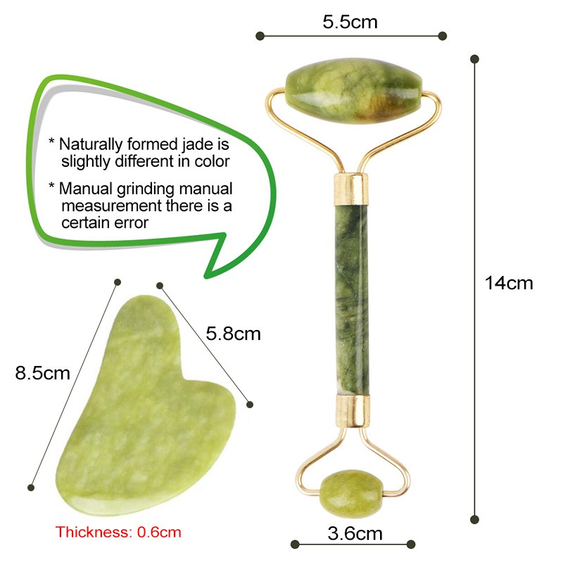 Thanh lăn/Tấm guasha SUAKE bằng đá ngọc bích massage mặt độc đáo