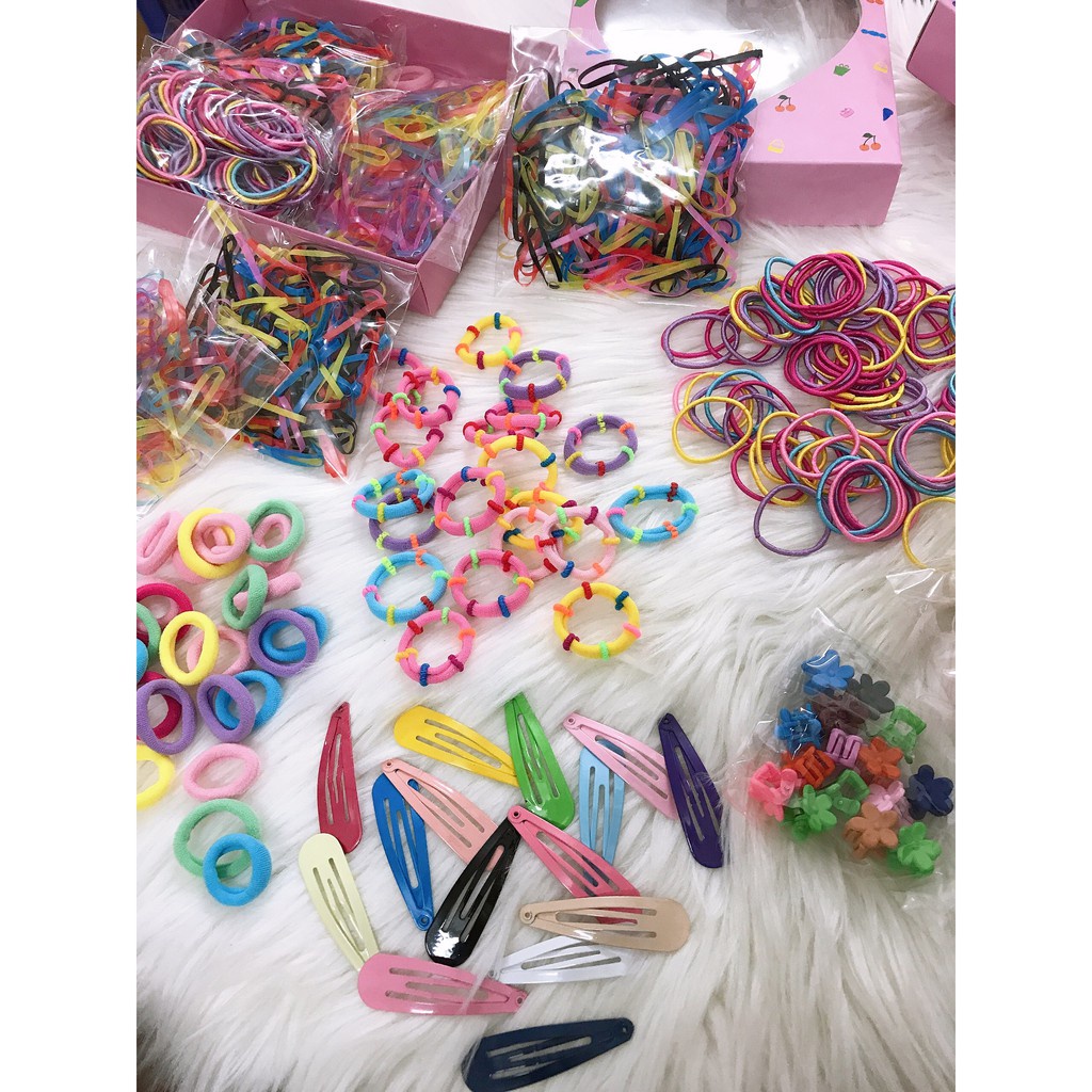 Có Hộp Đựng - SET 780 CHI TIẾT CỘT KẸP TÓC CHO bé gái tha hồ làm đẹp, sáng tạo