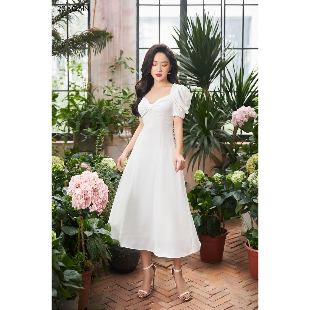 Đầm Xòe tay bồng nơ ngực 20Again DDA1261 | BigBuy360 - bigbuy360.vn