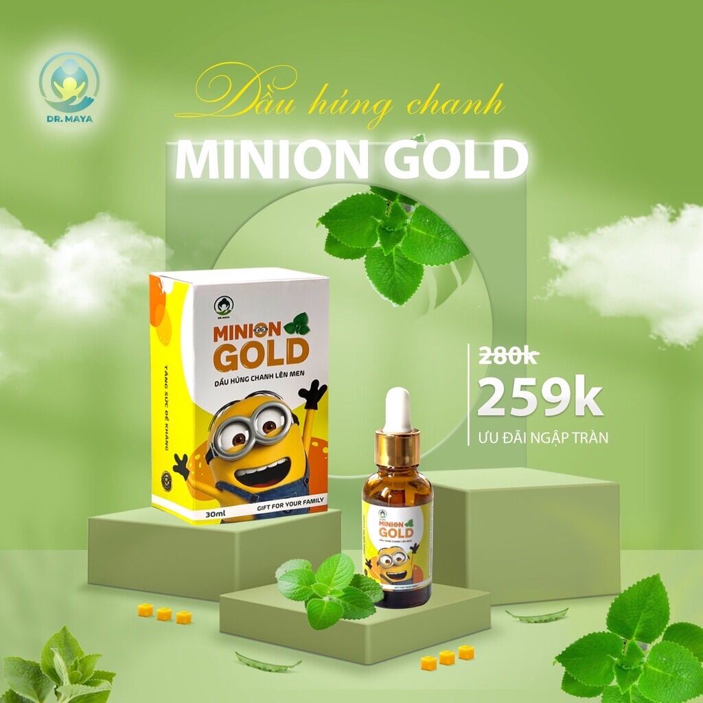 HÚNG CHANH MINION GOLD - TINH DẦU LÊN MEN CHÍNH HÃNG - ( dùng cho bé bị ho, sổ mũi, cảm cúm, khò khè, khó thở)