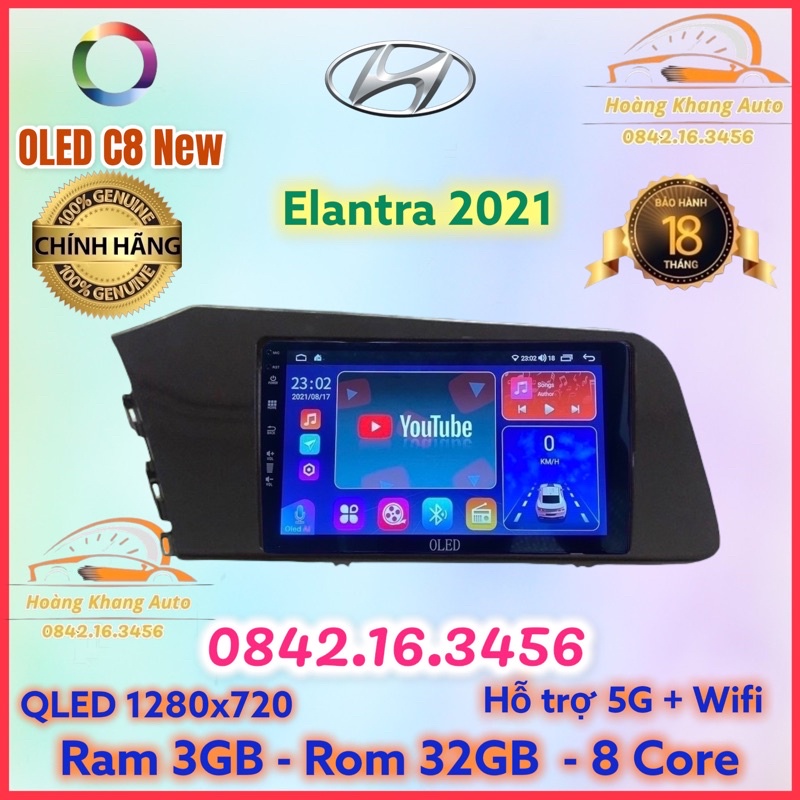 Màn hình android OLED C8 New theo xe Elantra 2019 - 2021 kèm dưỡng và jack nguồn zin theo xe