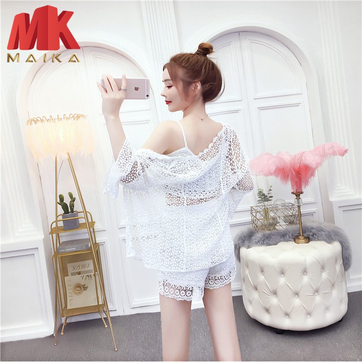 Áo Khoác Lưới Đi Biển MK MAIKA mẫu lưới mới MKF007 Trắng