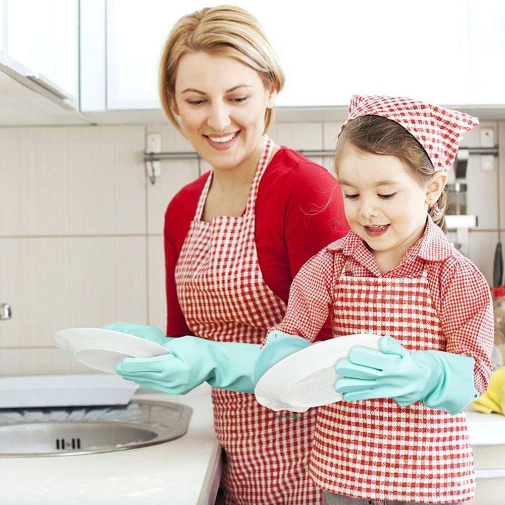 ☆Yola☆ Set 2 Găng Tay Rửa Chén Bằng Silicone Chống Trượt Đa Năng Nhiều Màu Sắc