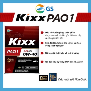 [Dầu Động Cơ] Kixx PAO1 SN 0W-40 Gốc PAO Cao Cấp - Hàng Chính Hãng - Riautocare