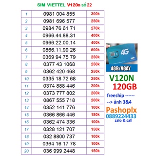 Sim viettel v120n số ĐẸP 22