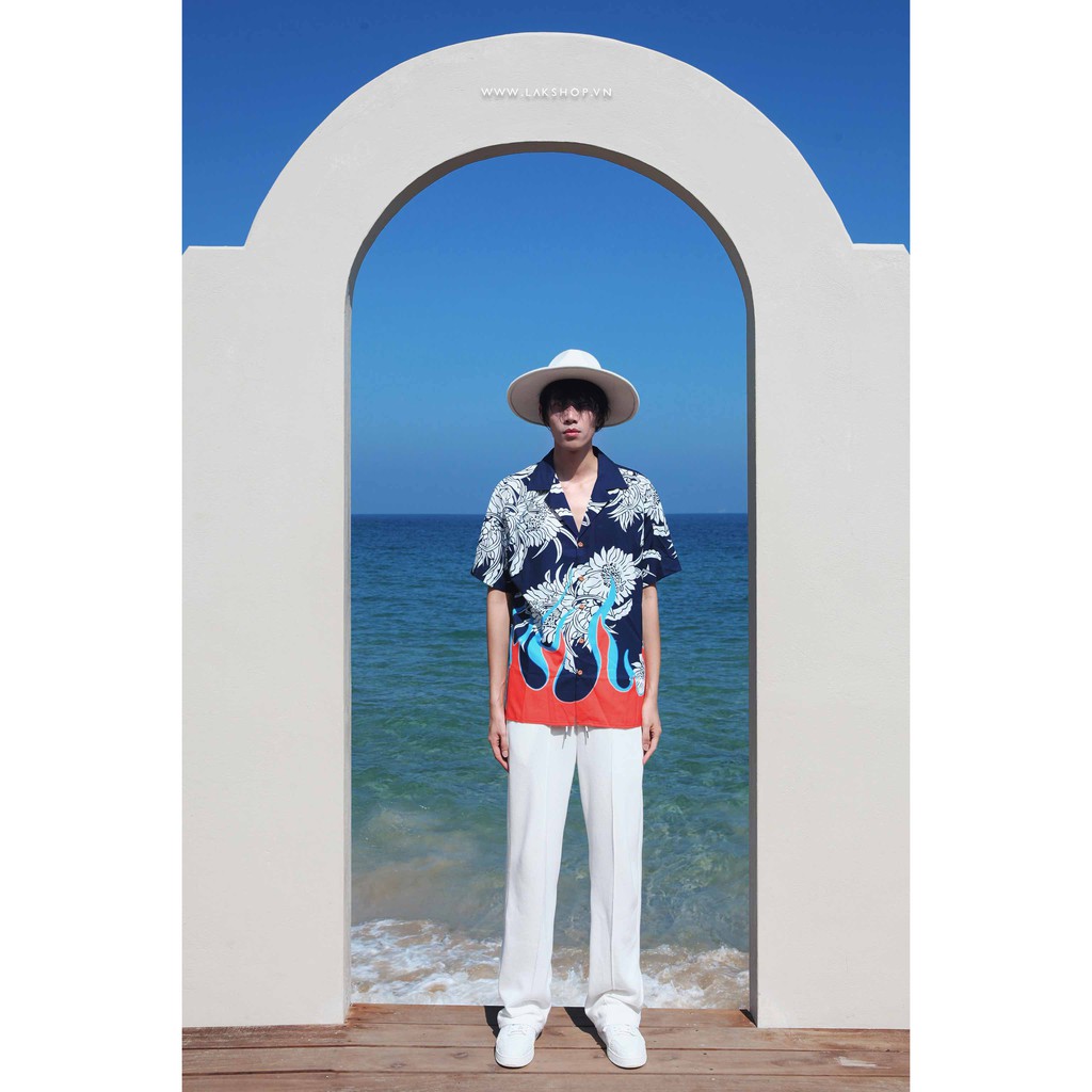 Áo sơ mi nam Oversized Flower Flame Short Sleeve