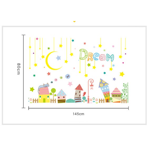 Decal trang trí tường - Thành Phố Sắc Màu DREAM cho Bé