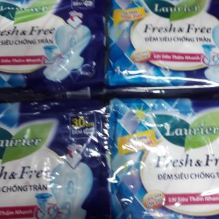 Combo 8 góiBăng vệ sinh ban đêm siêu bảo vệ Laurier Fresh & Free 4 miếng 30cm
