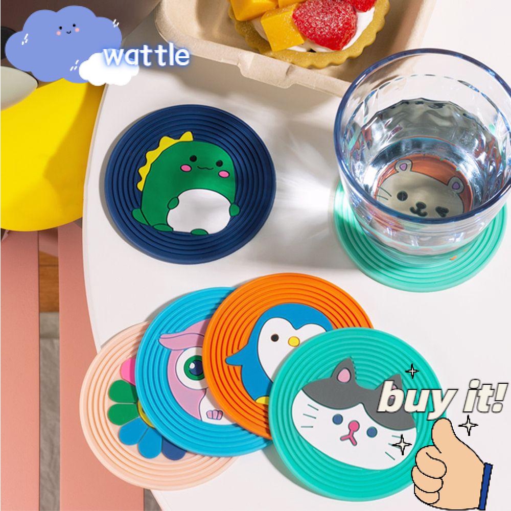 WATTLE Kitchen Silicone Coaster Cute Placemats Cup Mat Animals Anti Slip Heat Resistent Insulated Pad Cartoon Table Decor Place Mats