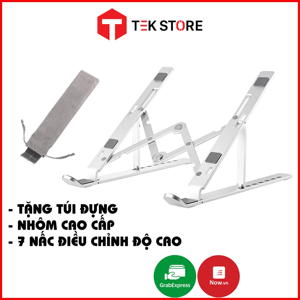 Giá Đỡ Laptop/Macbook NHÔM CAO CẤP - Tặng kèm túi đựng - Có thể xếp gọn & điều chỉnh độ cao, sửa tư thế ngồi làm việc