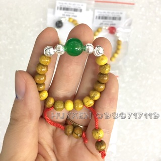 Vòng dâu tằm gốc mix đá phong thuỷ 4 bi bạc cho bé