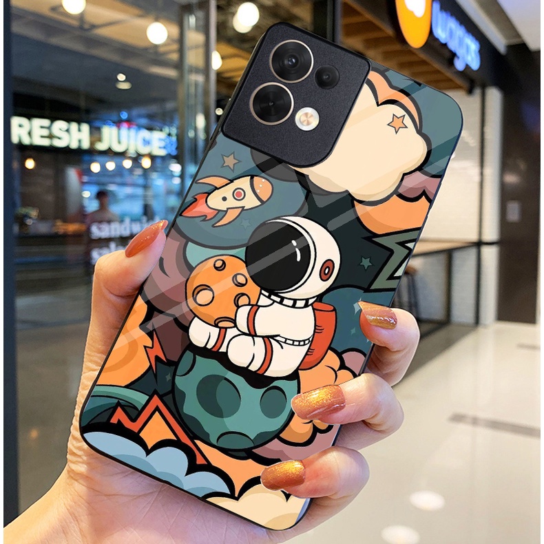 Ốp Lưng OPPO RENO 8 4G, RENO 8 5G, RENO 8Z 5G Ốp kính bóng cao cấp Phi Hành Gia