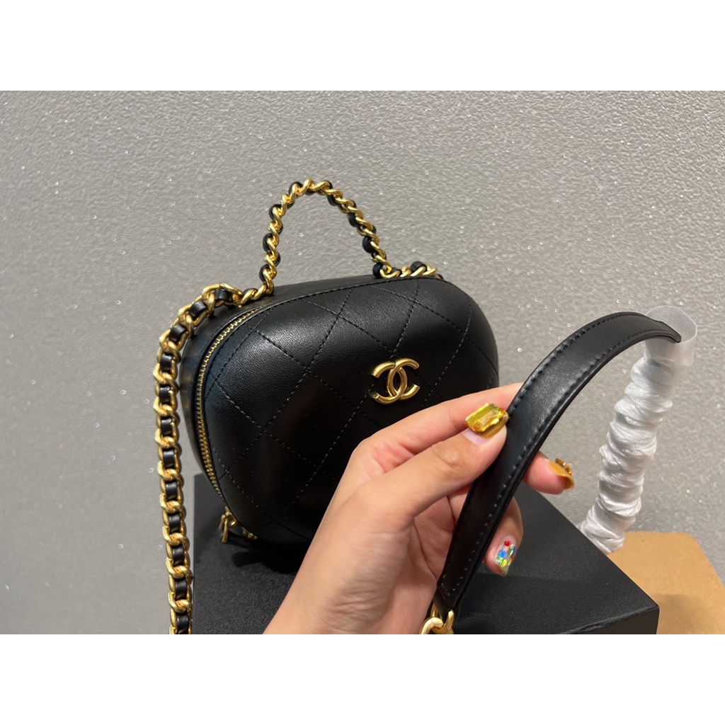 Túi xách nữ da thật hình hộp có dây đeo chéo Channel cao cấp, thời thượng