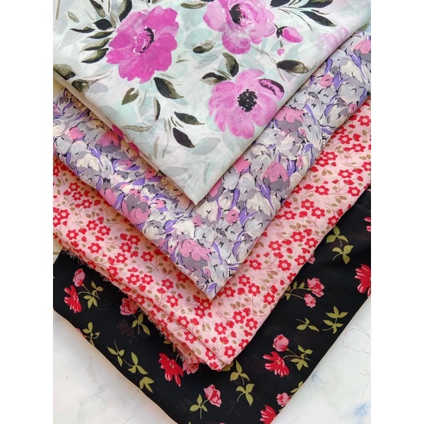 Vải Voan Chiffon hoa mềm, rũ