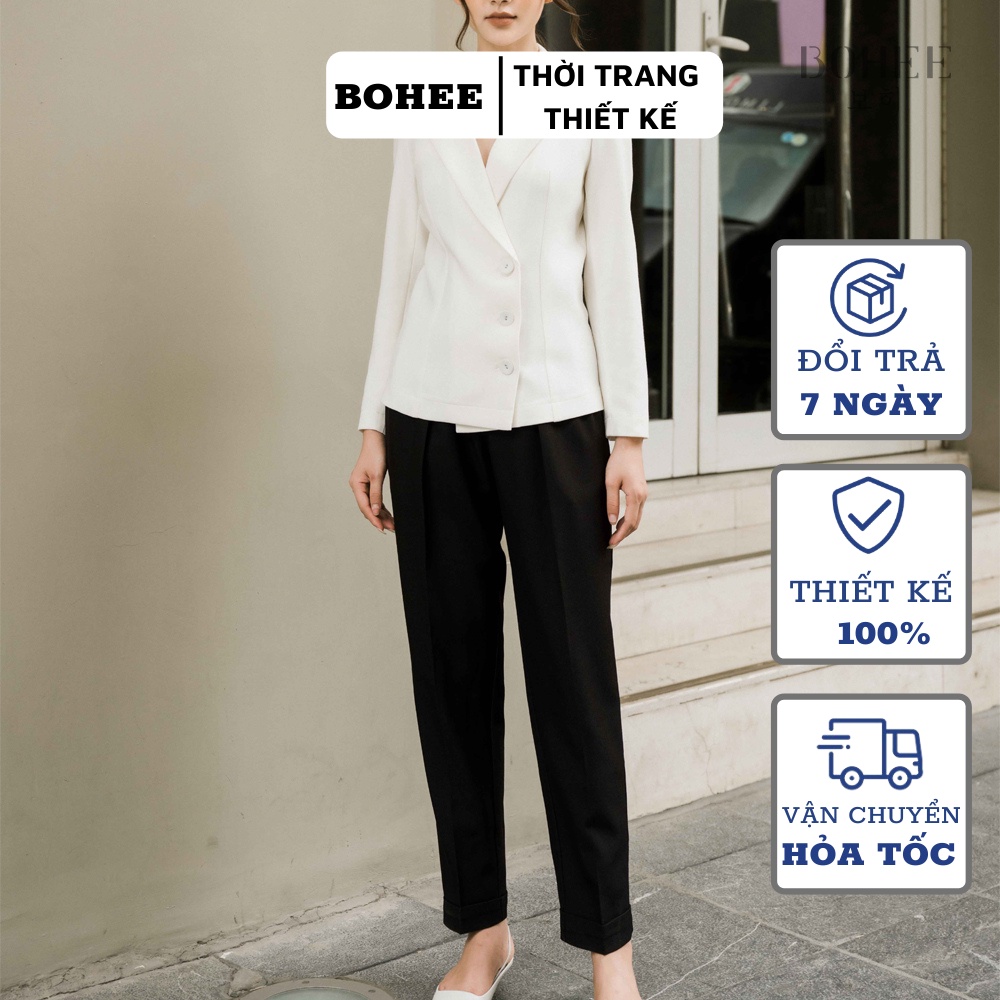 Quần baggy công sở nữ lưng cao gập gấu form chuẩn tôn dáng BOHEE Q41