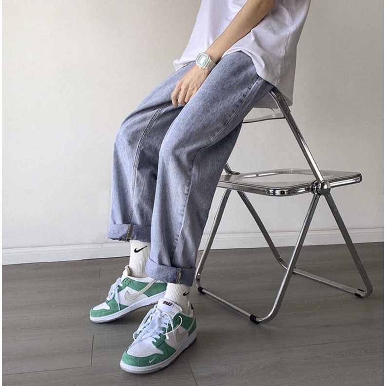 Quần bò, jean baggy nam, xanh + đen, ống suông rộng TR01, Style hàn quốc | BigBuy360 - bigbuy360.vn