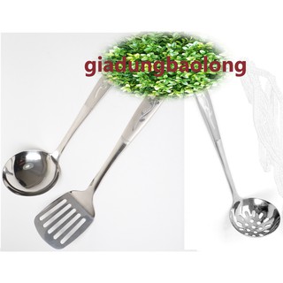 Bộ vá muôi múc inox cán dài 3 món cao cấp - bộ 3 vá inox sáng bóng