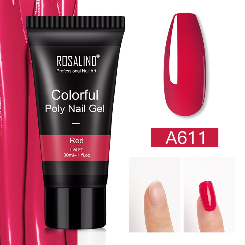 Gel UV Poly Rosalind A611-A630 giúp đắp và nối dài móng khô nhanh 24 màu thời trang dung tích 30ml