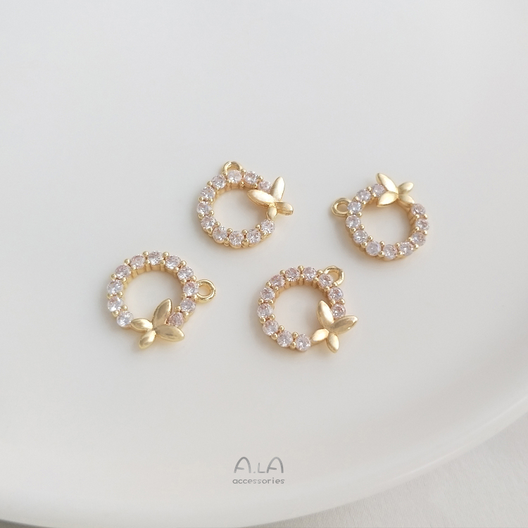 Mặt Trang Sức Hình Bướm Mạ Vàng 14K Nhiều Màu Sắc