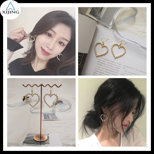 Khuyên tai hình trái tim phong cách Hàn Quốc thanh lịch cho nữ