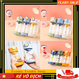 [Sỉ=Lẻ] Bình Đựng Nước Cao Cấp Thủy Tinh Chống Sặc Hàn Quốc-Dễ Thương,Tiện Dụng Dung Tích 260ml