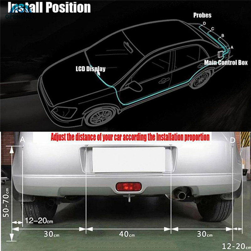 OM Car Parking Sensor LCD Monitor Screen Buzzer 12V Car Radar Ultrasonic Alarm Parking Assist