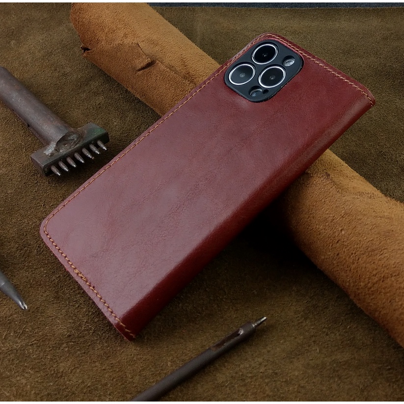 Bao da Iphone 12 pro max,13 pro max,14 pro max Handmade Da Bò Thật