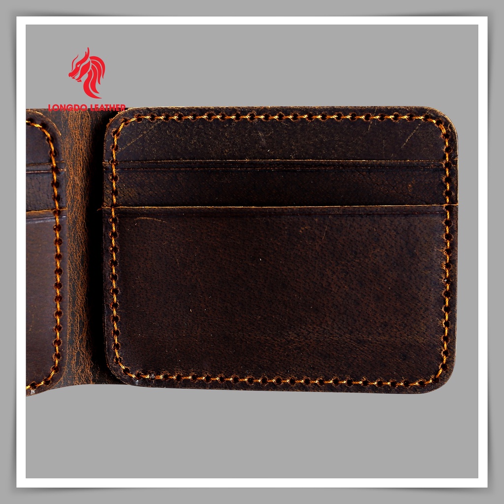Ví nam da bò sáp da bò thật - Bảo hành 5 năm - Hàng chính hãng thương hiệu Longdo Leather - B03