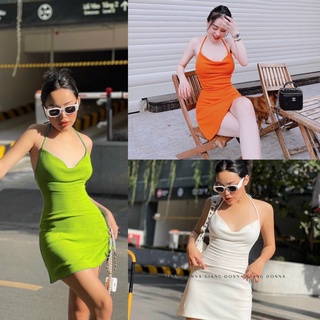 Đầm body cổ yếm cột dây hở lưng dạo hè ngày biển cực xinh