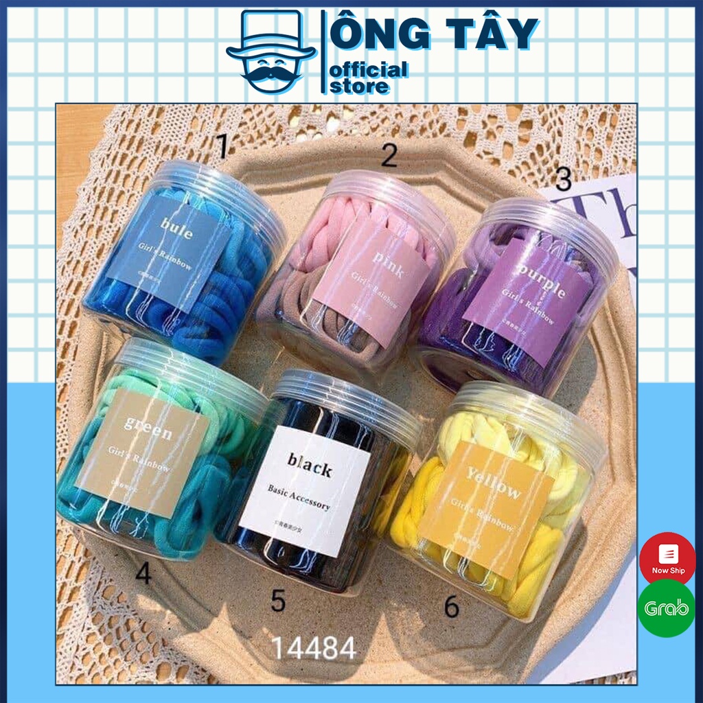 Hộp 50 chun buộc tóc mầu sắc cho girl