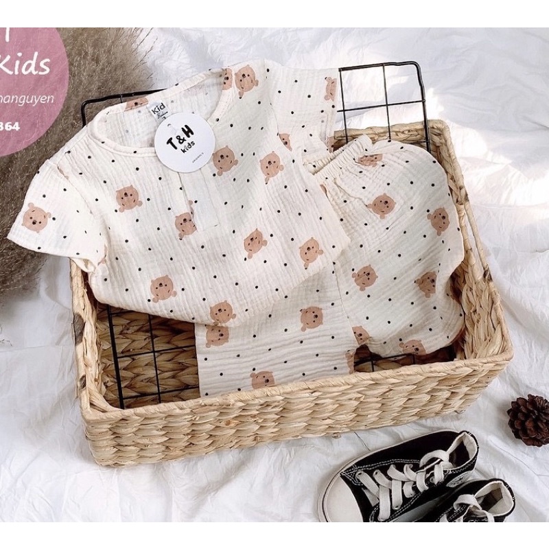 vải xô muslin gấu pooh siêu hot may đồ bộ và chăn gối,khăn tắm cho bé