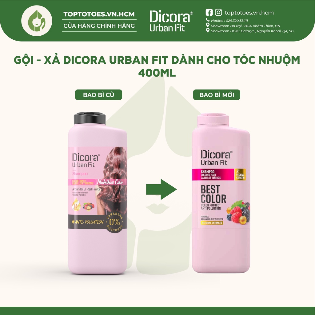 Dầu Gội Xả Dicora Urban Fit chiết xuất tinh dầu Argan dành cho tóc nhuộm - 400ml [NHẬP KHẨU CHÍNH HÃNG 100%]