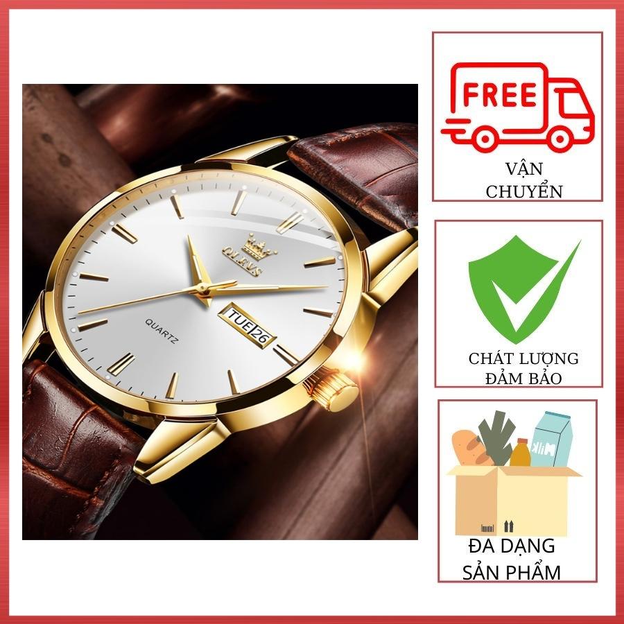 Đồng hồ nam Olevs đường kính 39mm, dây đeo da thoáng khí, hiện đại thanh lịch, chống thấm nước 30m
