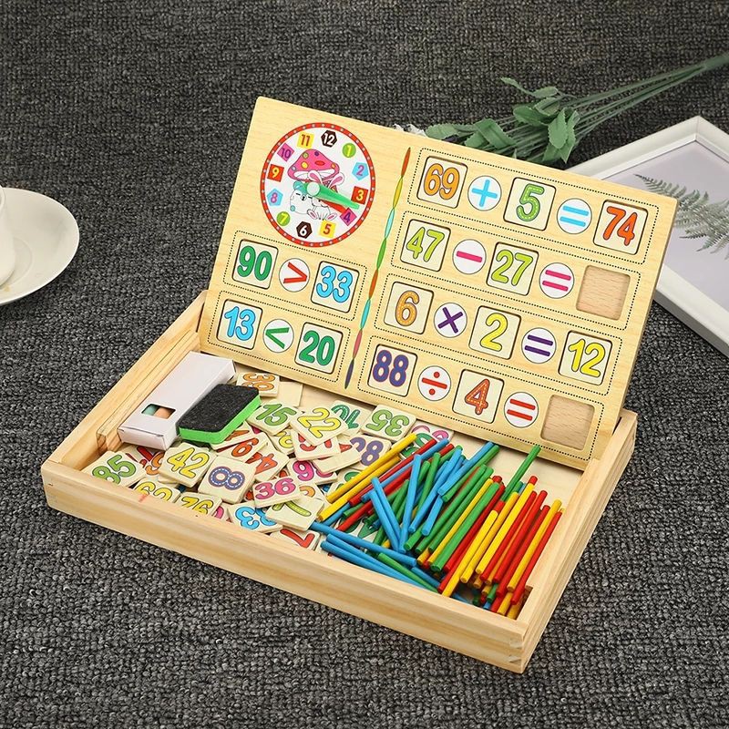 Đồ chơi giáo dục giúp bé học toán có 100 số, que tính, bảng số bằng gỗ cho bé