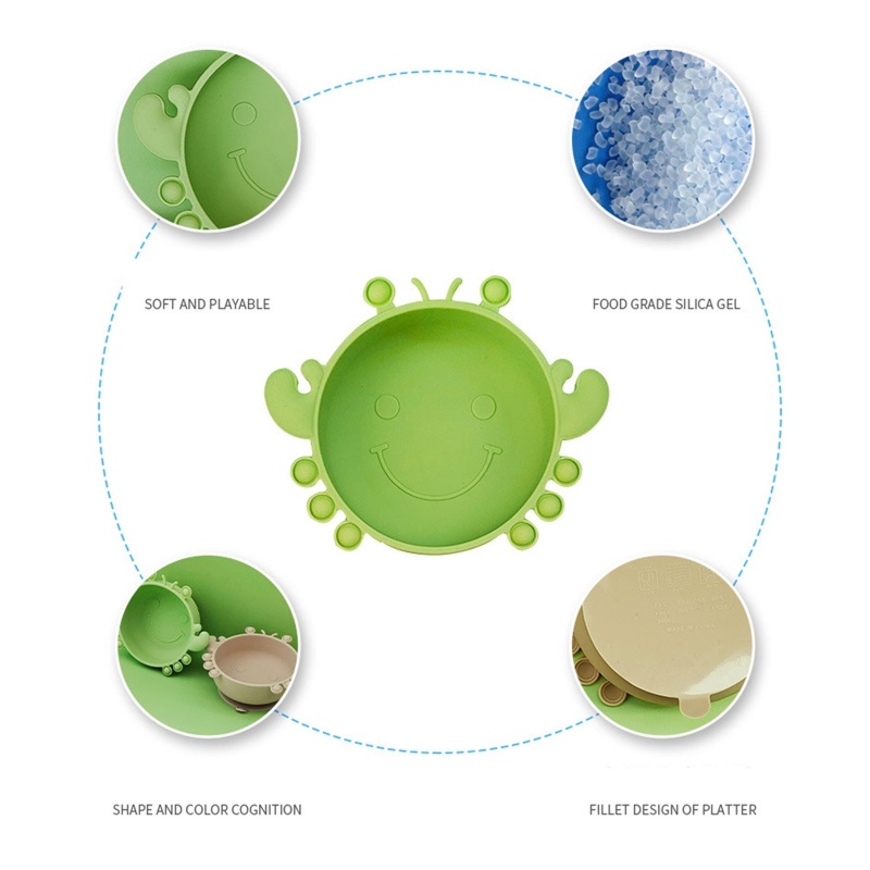 Bát Ăn Dặm Bằng Silicon Hình Cua Hoạt Hình Dễ Thương Cho Bé