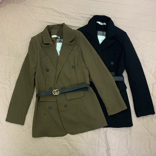 Áo vest blazer nữ đen kèm đai - có ảnh thật - oho clothing
