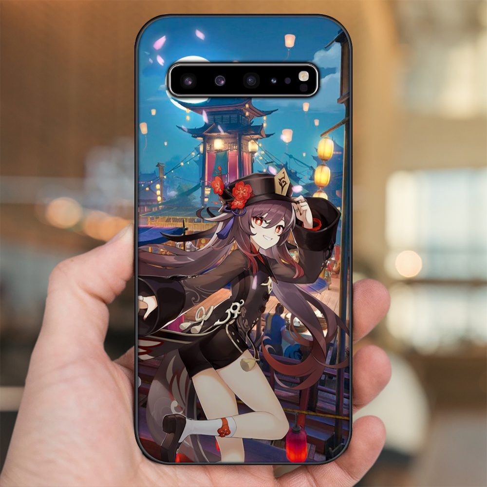 Ốp lưng Samsung S10, S10 5G, S10 Plus viền đen in hình Hutao Genshin Impact