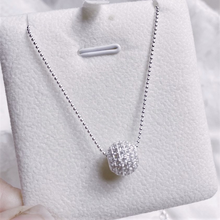 Dây chuyền bạc nữ mặt quả cầu ánh sáng, Vòng cổ bi bạc phong cách thời trang trẻ trung