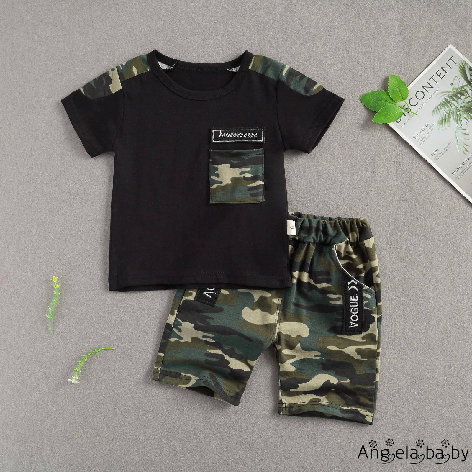 Bộ áo quần họa tiết camo thời trang cho bé