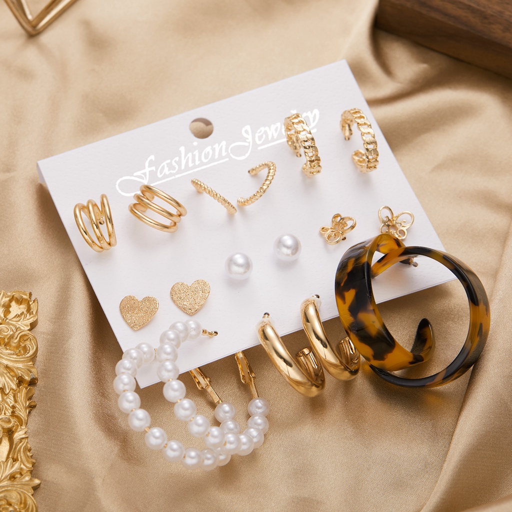 Set 5 đôi bông tai RINHOO hình tròn/ hình bướm thời trang cho nữ