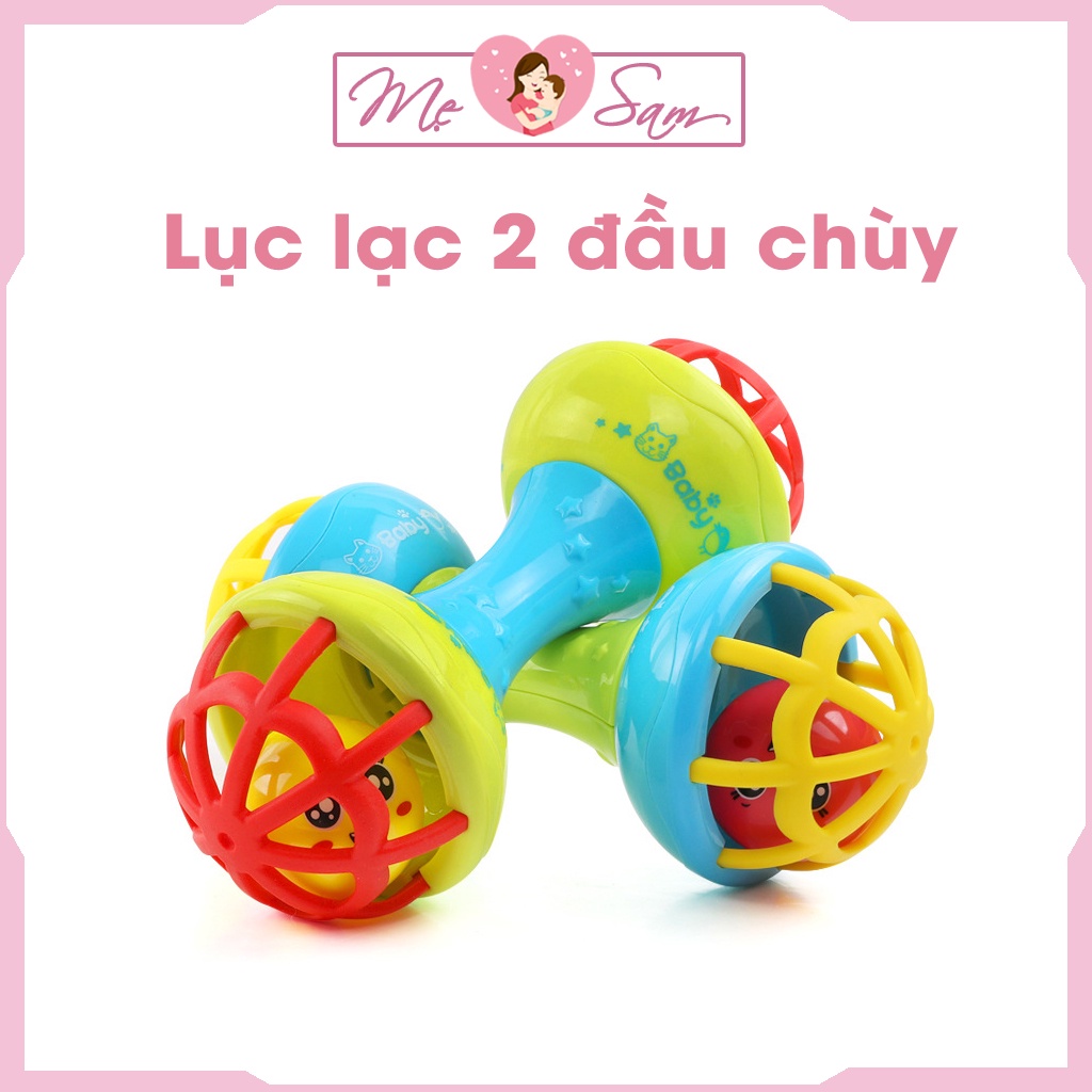 Xúc xắc cho bé đồ chơi lục lạc cầm tay 2 đầu chùy gặm nướu nhựa ABS an toàn Shop Mẹ Sam