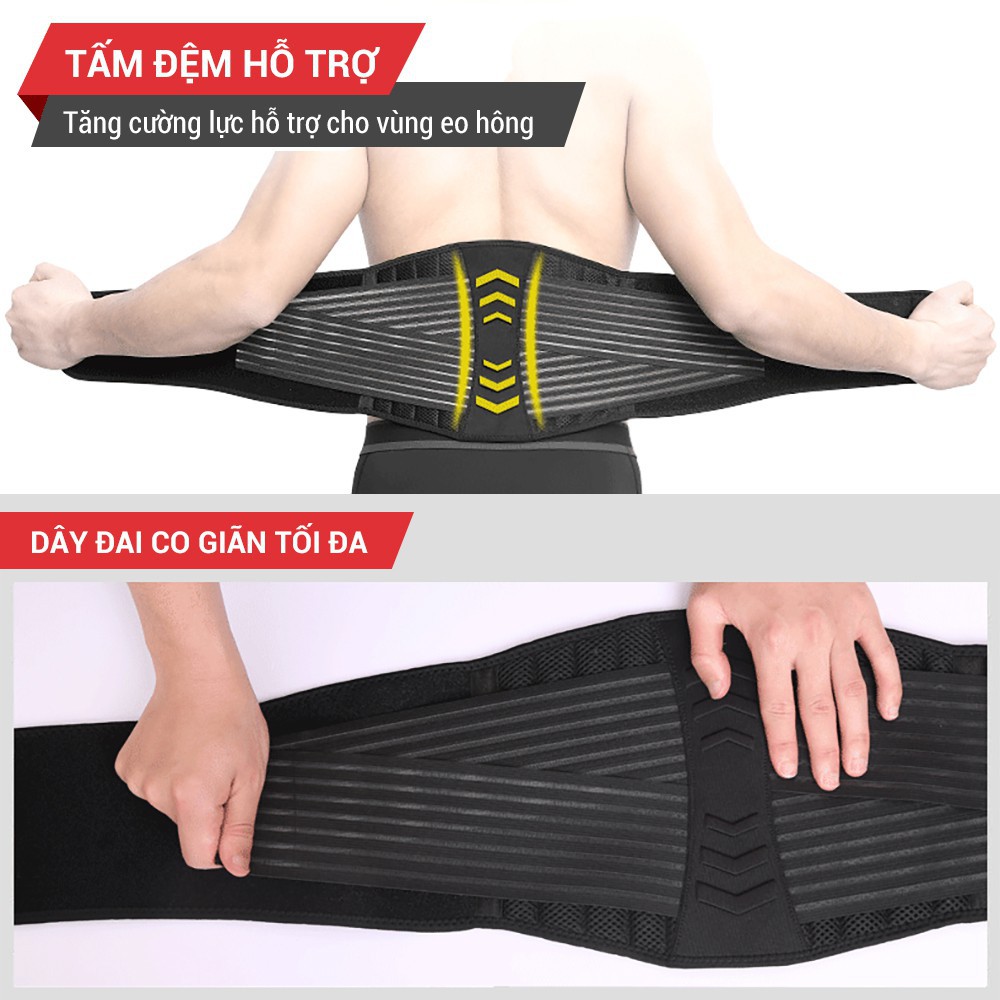 [Mã FAMARAL1 giảm 10K đơn 50K] [FreeShip] Đai Lưng Tập Gym, Đai Lưng Bảo Vệ Cột Sống Thoát Vị, Thoái Hóa Chống Đau Lưng