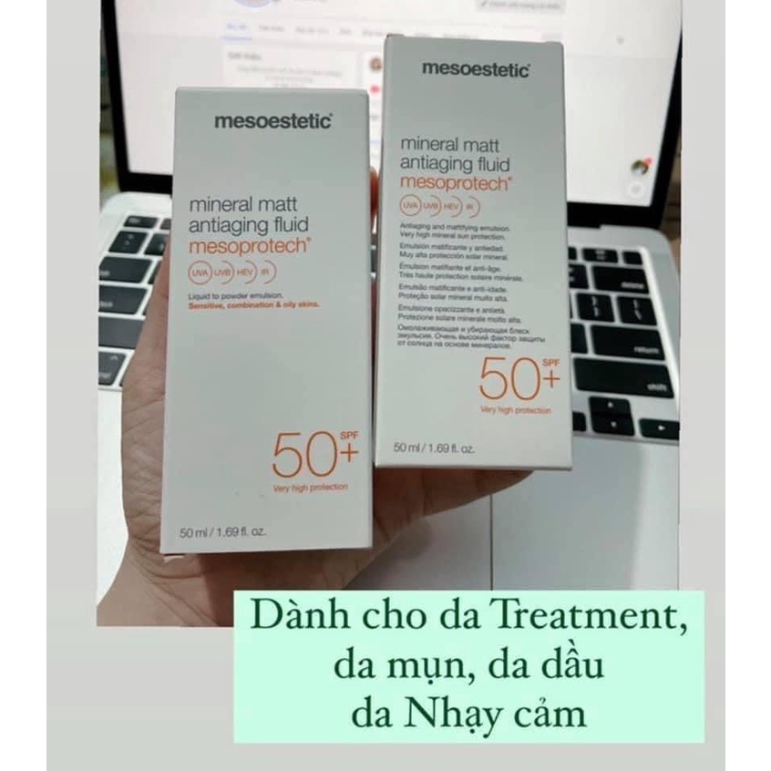 Kem chống nắng nâng tông Meso Mineral Matt antiaging Fluid SPF 50+