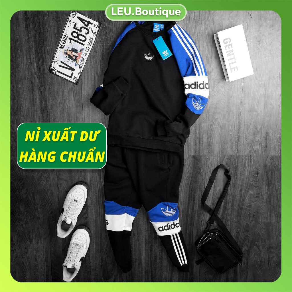 Bộ thu đông nam cao cấp Phối Gấu hàng chuẩn ảnh, bộ nỉ nam vải kho xuất dư không bai dù