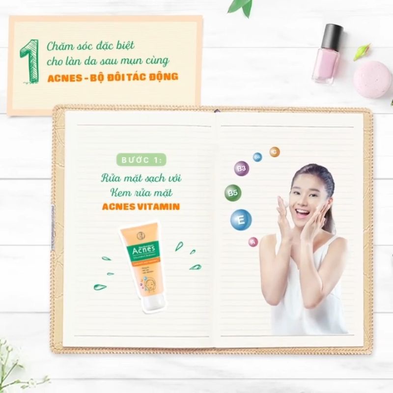 Sữa rửa mặt mờ thâm sẹọ mụn, sáng da chống nắng Acnes